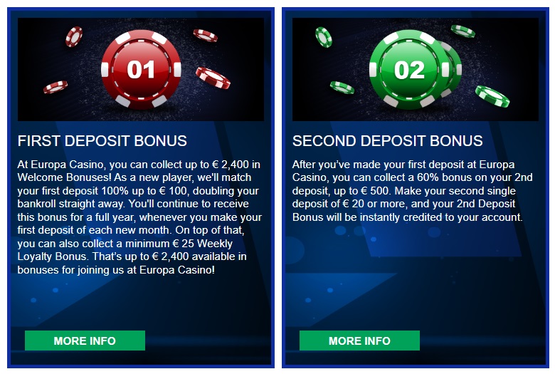 Europa Casino bonuss.